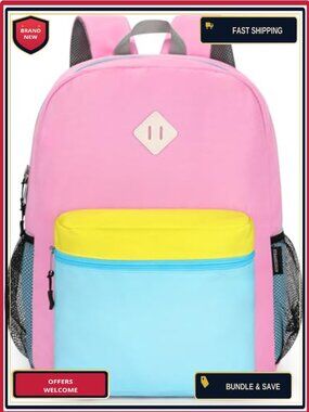 Water Resistant Polyester Kids Backpack for School Ages 5-9 with Padded Straps